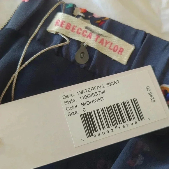 Rebecca Taylor Waterfall Gray Ruffle Floral Silk Skirt - Picture 4 of 6